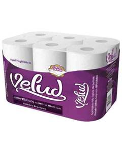 PAPEL HIGIENICO VELUD FOLHA DUPLA COM 12 ROLOS 30M