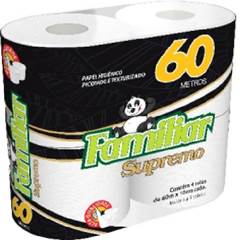 PAPEL HIGIÊNICO FAMILIAR SUPREMO FOLHA SIMPLES C/4 ROLOS 60M