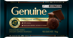 CHOCOLATE EM BARRA MEIO AMARGO GENUINE 1KG
