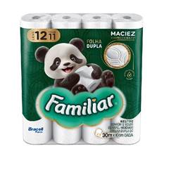 PAPEL HIGIENICO FAMILIAR FOLHA DUPLA COM 12 ROLOS 30M