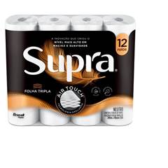 PAPEL HIGIENICO SUPRA FOLHA TRIPLA COM 12 ROLOS 20M