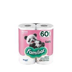 PAPEL HIGIENICO FAMILIAR SOFT FOLHA SIMPLES COM 4 ROLOS 60M